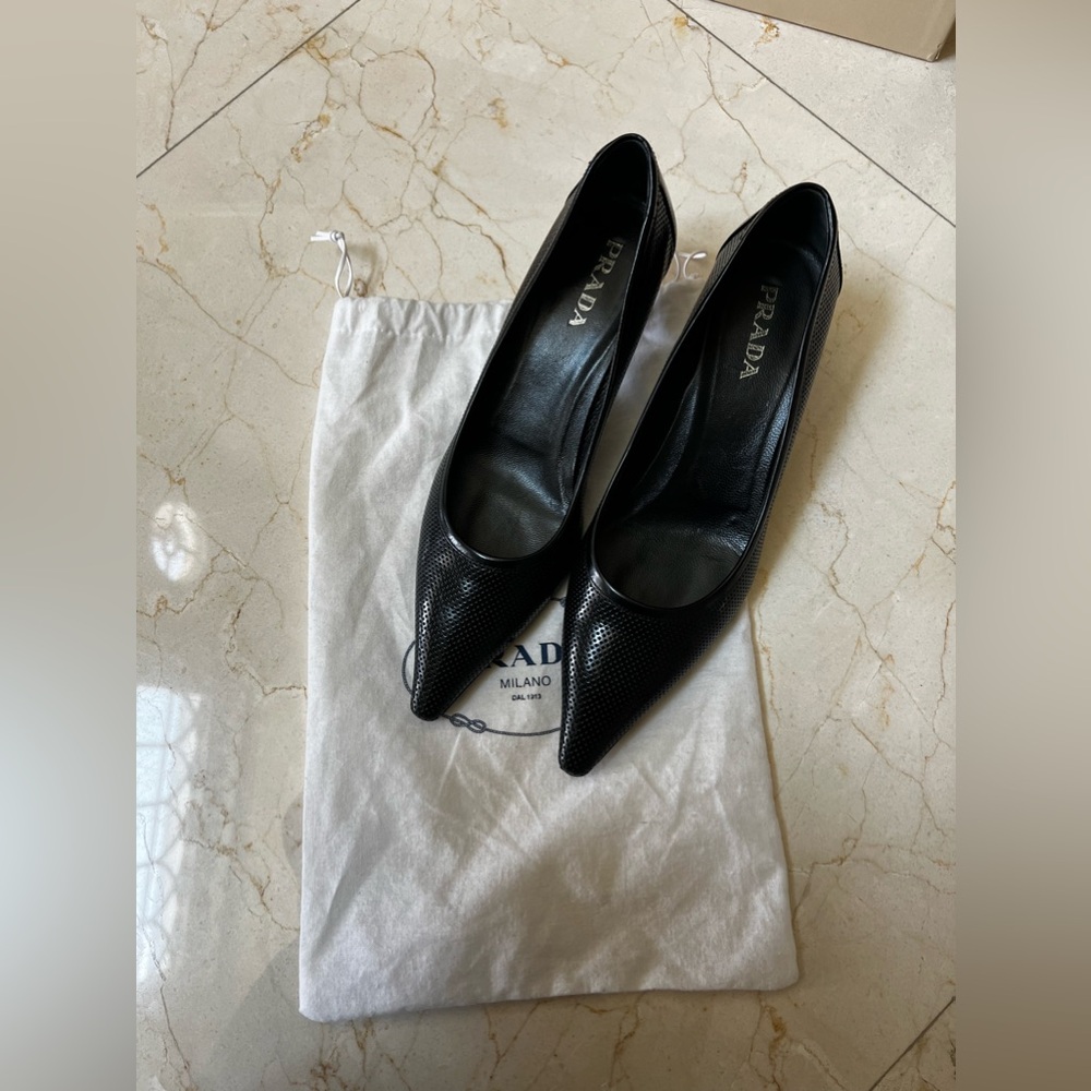Prada perforated kitten heels